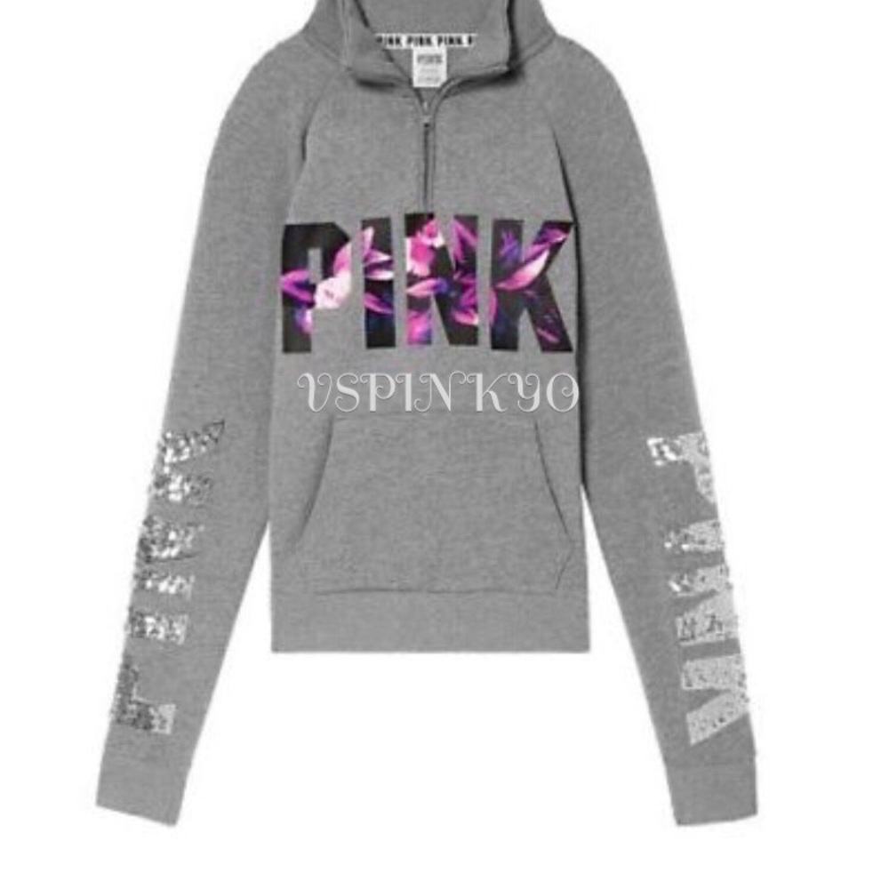 Victoria’s Secret Pink Bling Quarter Zip Tropical - Picture 2 of 3